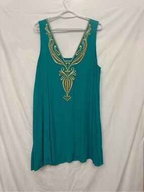 Lily Pulitzer Embroidered Teal Sleeveless Women's Dress